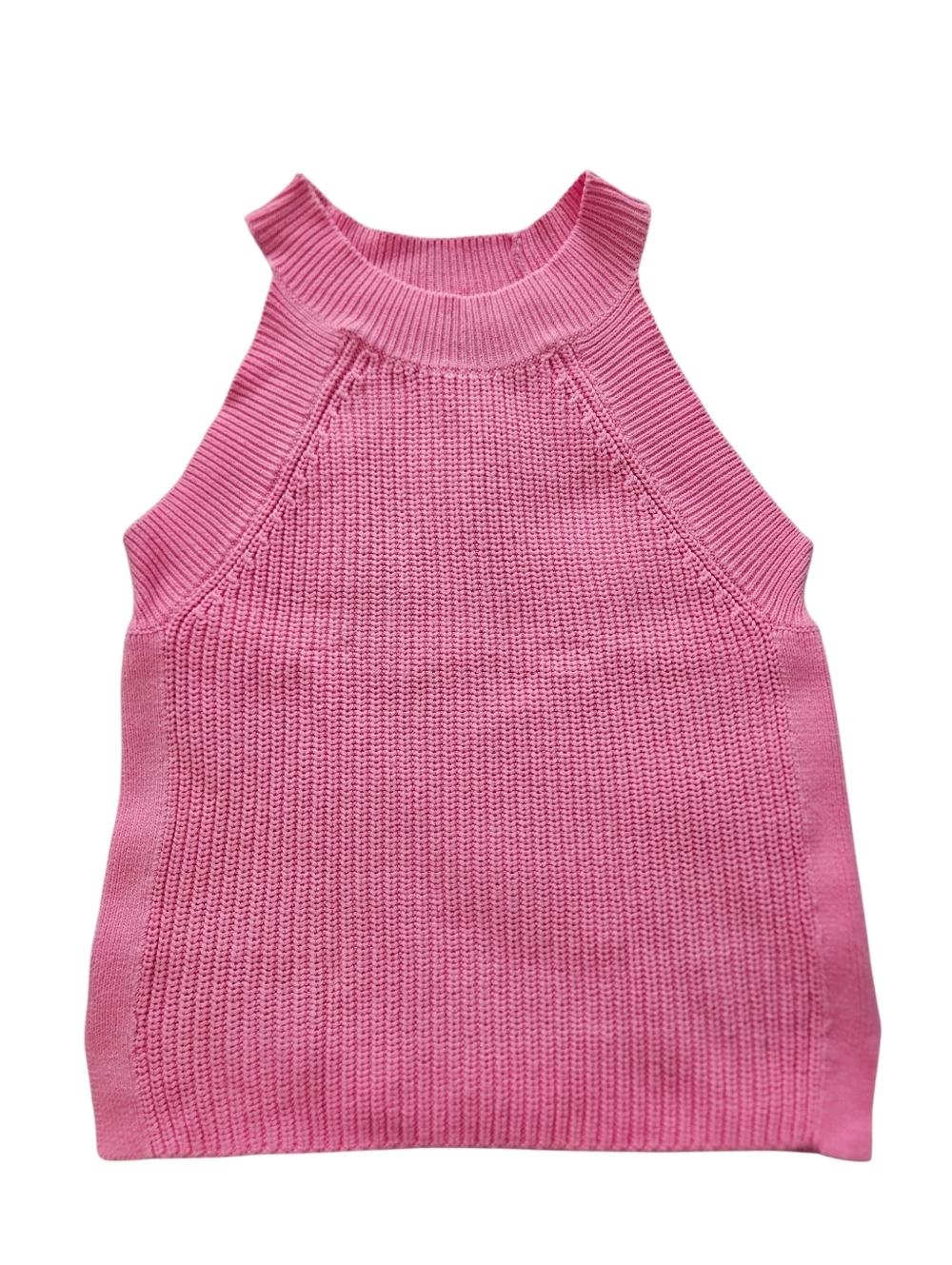 525 America 100% Cotton Ribbed Knit Sleeveless Top in Pink, S
